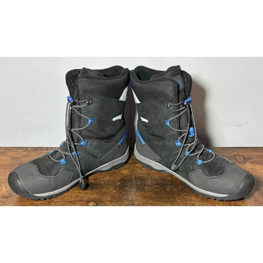 KEEN Big Kids' Levo Winter Waterproof Boots Black/Baleine Blue Sz 7 EUC